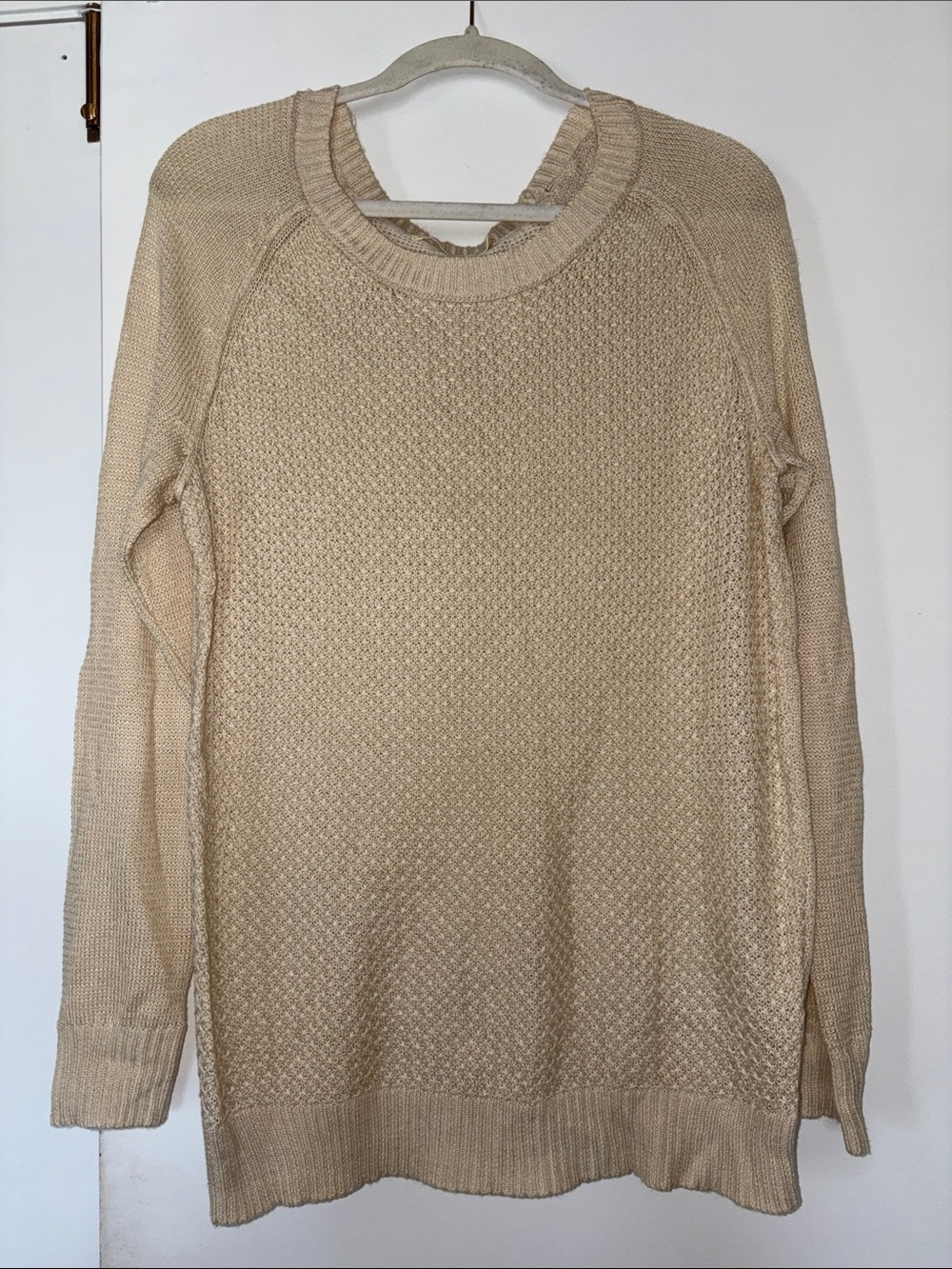 Faded Glory Beige Textured Crewneck Sweater
